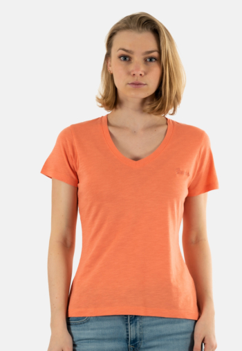 Tee shirt guess jeans vn slubby g6s1 peach coral