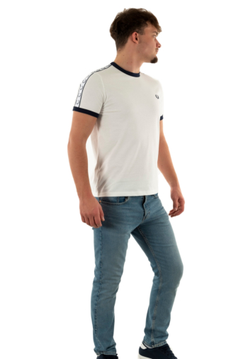 Tee shirt fred perry taped ringer 129 snow white