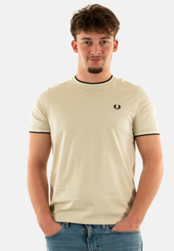 Tee shirt fred perry m1588 u87 oatmeal/ecru/blk