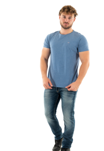 Tee shirt tommy jeans slim jaspe c neck c6c charmed