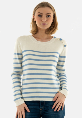 Pull léger la petite etoile camilia ecru/ciel