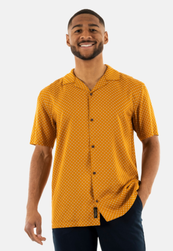 Chemise manches courtes superdry short sleeve revere 70s 2hi mini geo tan print