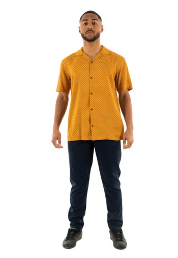 Chemise manches courtes superdry short sleeve revere 70s 2hi mini geo tan print