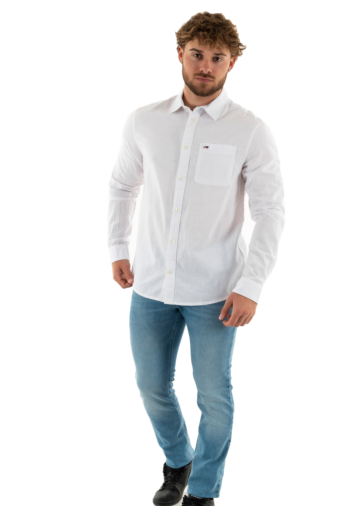 Chemise tommy jeans linen blend ybr white