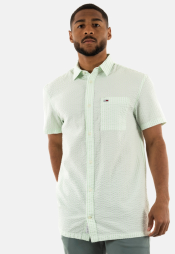 Chemise manches courtes tommy jeans reg stripe seers lxy white / opal green