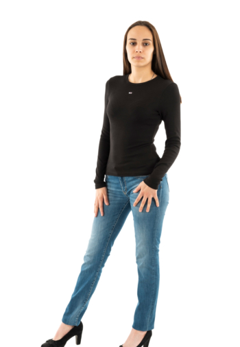 Tee shirt manches longues tommy jeans slim essential bds black