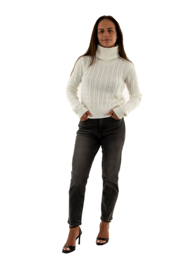 Pull hiver superdry fitted cable c4m softest ecru