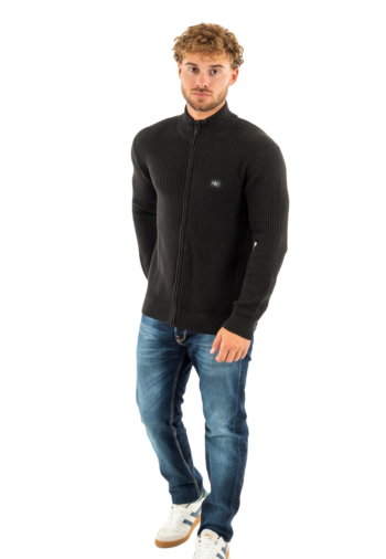 Gilets cardigans calvin klein jeans woven label zip beh black