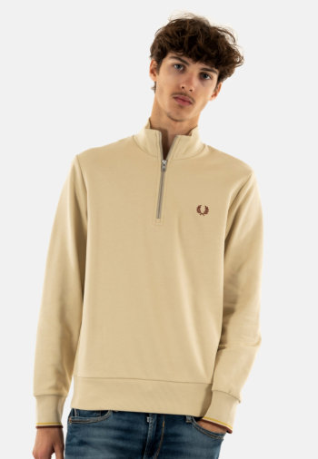 Sweat fred perry half zip w69 oatmeal / whisky brown