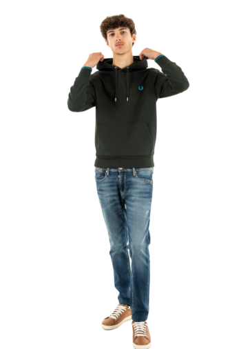 Sweat fred perry tipped hooded sweatshirt w64 night green / runaway bay