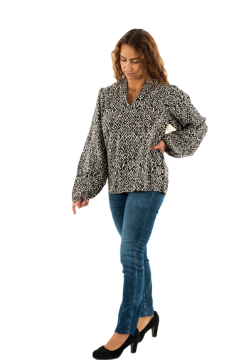 Chemisier ichi vera 203344 black ikat aop