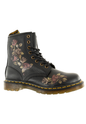 Bottines dr martens 1460 classic tumbled nappa black decayed roses