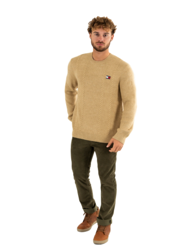 Sweat tommy jeans slim cable ab9 gentle gold