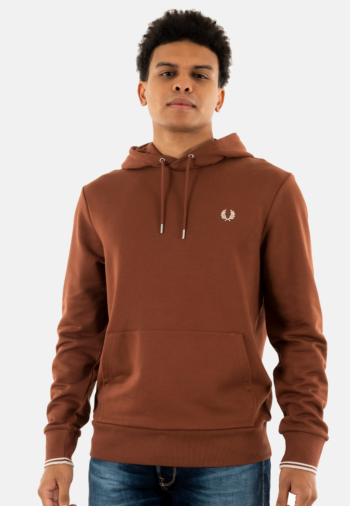 Sweat fred perry tipped hooded sweatshirt w52 whisky brown / porridge m