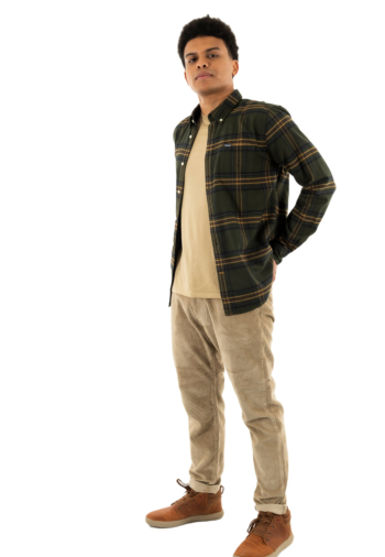 Chemise barbour portdown tailored shirt ol51 olive