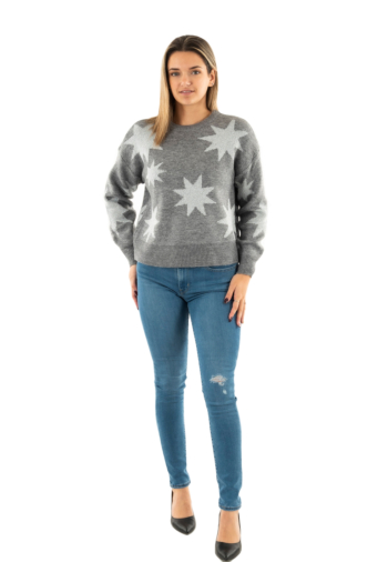 Pull hiver only rosie medium grey melange silver glitter