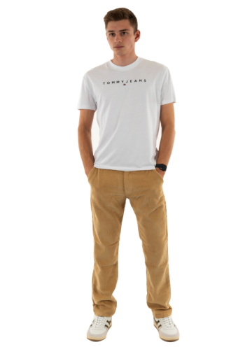 Tee shirt tommy jeans reg linear logo ybr white
