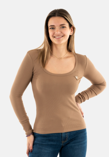 Tee shirt manches longues guess jeans v4bp07 d104 praline