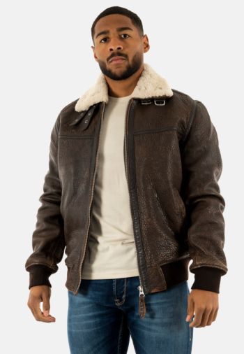 Blousons cuir schott lcbombardier brown