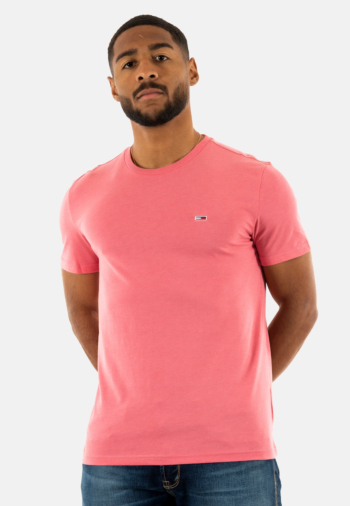 Tee shirt tommy jeans xslim jaspe tig preppy pink heather