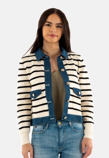 Gilets cardigans morgan 251-mnaki ivoire/noir