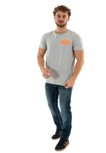 Tee shirt superdry vl embroidered relaxed hba mid grey marl