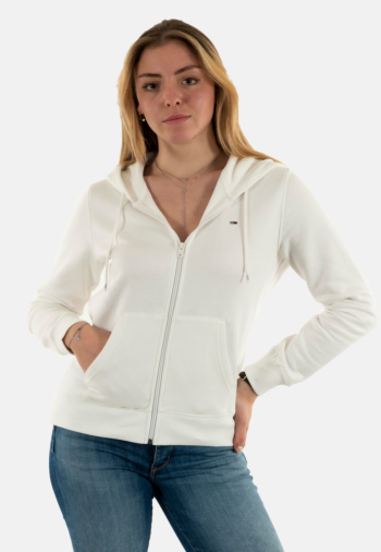 Sweat tommy jeans reg s flag ybl ecru