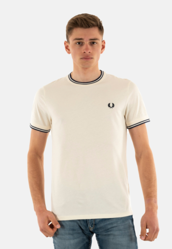 Tee shirt fred perry m1588 y24 ecru/tennis blue