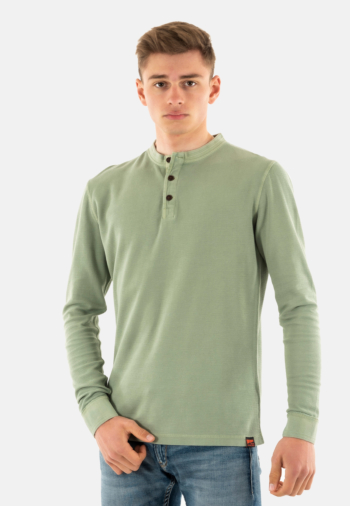 Tee shirt manches longues superdry lw textured grandad e4q washed sage green