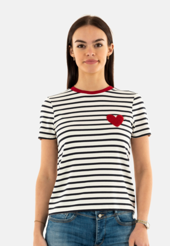 Tee shirt only heart cloud dancer night sky / red heart
