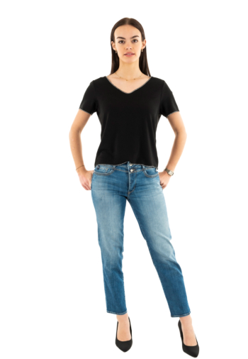 Tee shirt only hanna black silver glitter edges