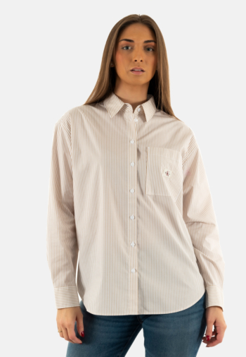 Chemisier calvin klein jeans woven label relaxed, yaa yaa brilliant white / starfish