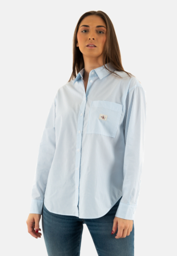Chemisier calvin klein jeans woven label relaxed, yaa 0k6 brilliant white / blue stripe