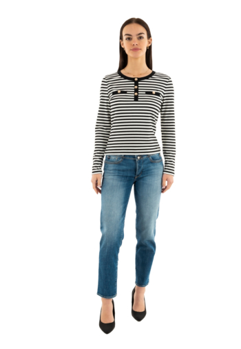 Tee shirt manches longues morgan 251-tscoop off white/noir