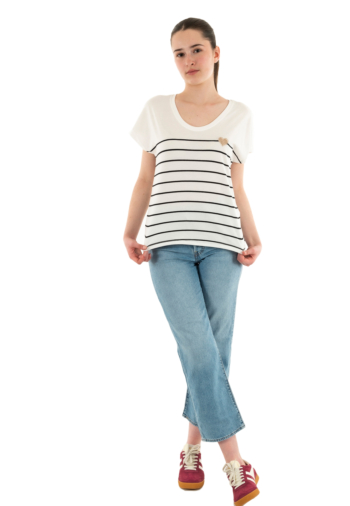 Tee shirt only emily cloud dancer black/emb. heart