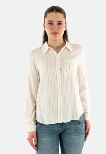 Chemisier only sabrina cloud dancer w light gold foil stripe