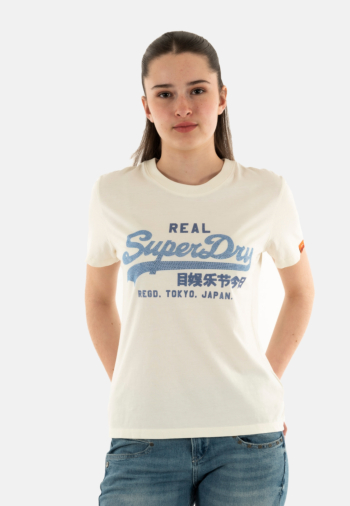 Tee shirt superdry vl rhinestone slim nly dusty white