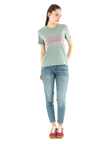 Tee shirt superdry vl rhinestone slim f2u silver blue