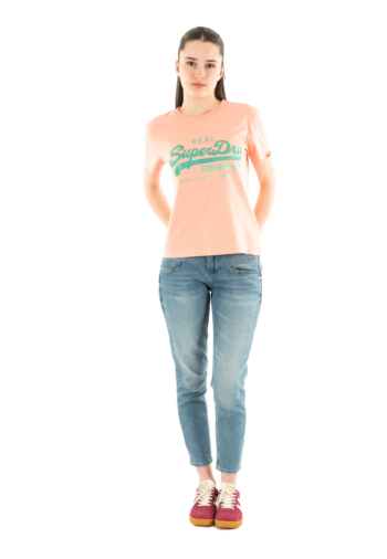 Tee shirt superdry vl rhinestone slim 5vo peach amber
