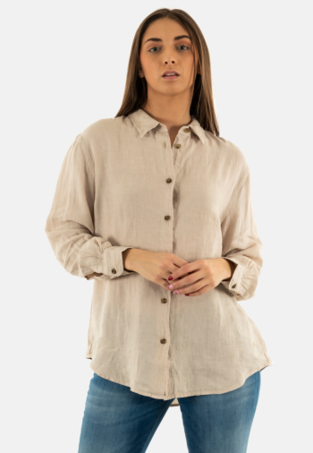Chemisier superdry casual linen boyfrnd 2pq pumice stone beige