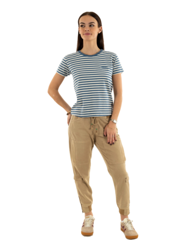 Tee shirt superdry essential logo str fitted 1in wedgewood blue stripe