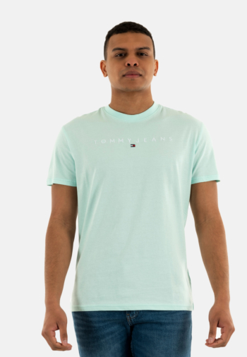 Tee shirt tommy jeans reg linear logo l6v spring mint