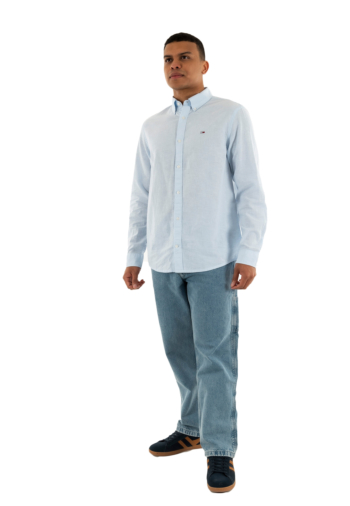 Chemise tommy jeans reg linen blend c3q sweet blue