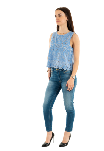 Debardeurs only tulum blue bonnet bright white emb.