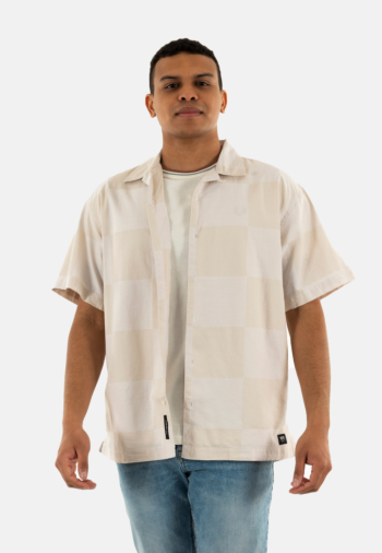 Chemise manches courtes vans kessler checkerboard e681 white/marshmallow