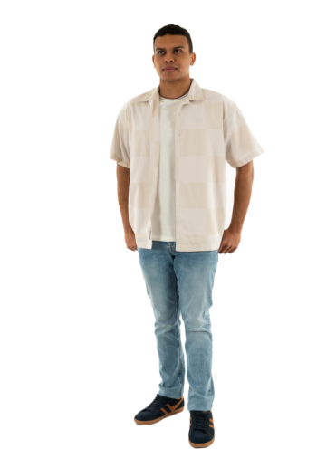 Chemise manches courtes vans kessler checkerboard e681  white/marshmallow