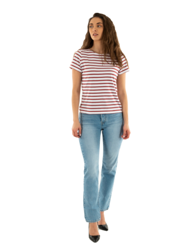 Tee shirt saint james etrille ii neige/terracotta