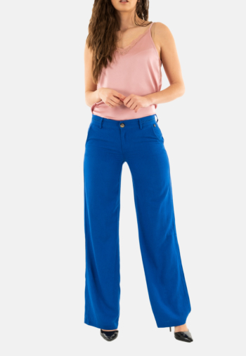 Pantalons freeman t. porter agatha plain linen lin24 f453 dazzling blue