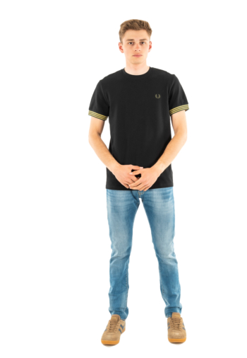 Tee shirt fred perry striped cuff r88 black
