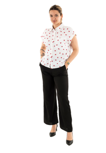 Chemisier manches courtes only thyra bright white w equestrian red heart